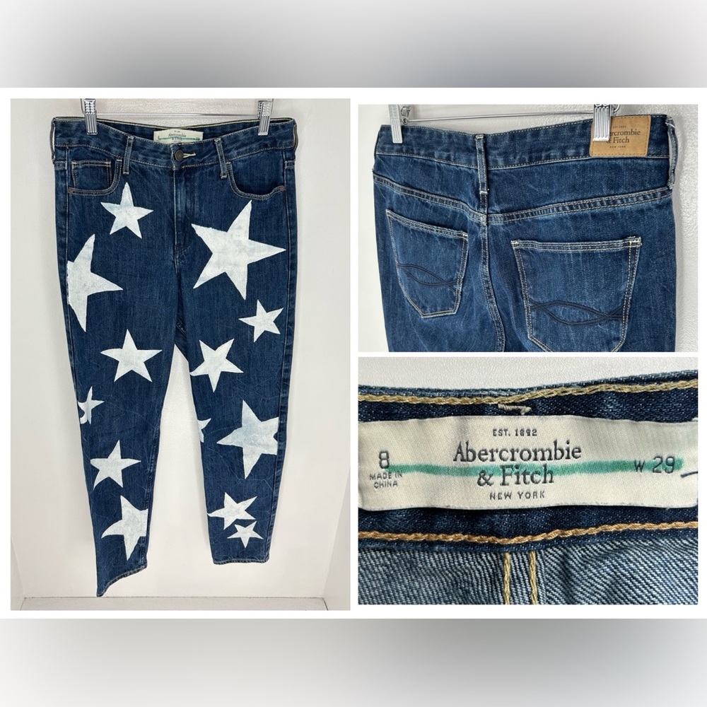 Abercrombie & Fitch Star Painted Jeans Size 29/8 Y2K 31x29 American Flag